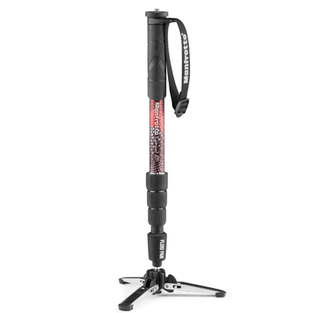 Manfrotto Video Monopod Unisex OS Red Element MII 4-Section Aluminum Fluid Pan
